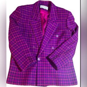 Vintage Pink and Purple Houndstooth Tweed Office Siren‎ Legally Blonde Skirt Set